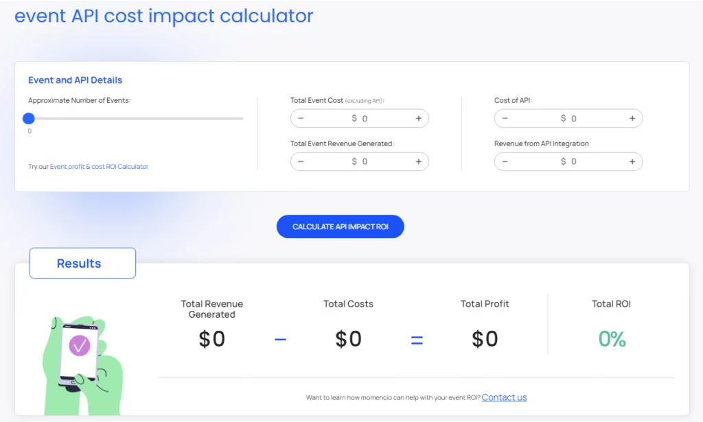 Event API cost impact calculator - event budget template