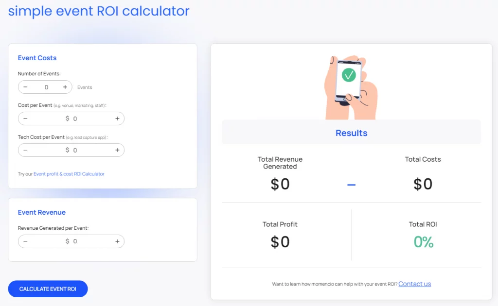 Simple ROI Calculator for event budget template