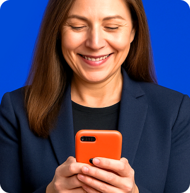 Woman using momencio app on her phone at an event
